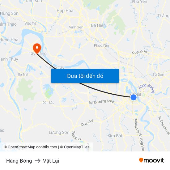 Hàng Bông to Vật Lại map