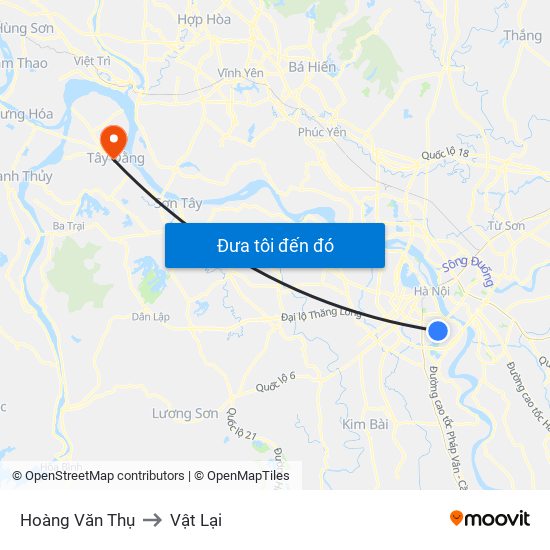 Hoàng Văn Thụ to Vật Lại map