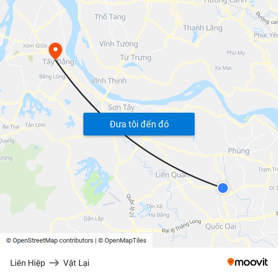 Liên Hiệp to Vật Lại map