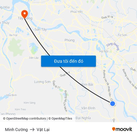 Minh Cường to Vật Lại map