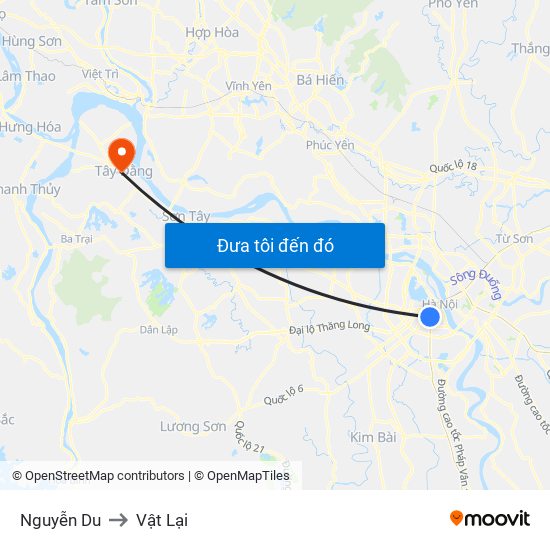 Nguyễn Du to Vật Lại map