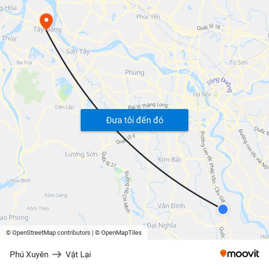 Phú Xuyên to Vật Lại map