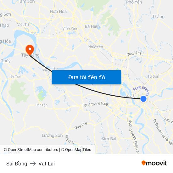 Sài Đồng to Vật Lại map