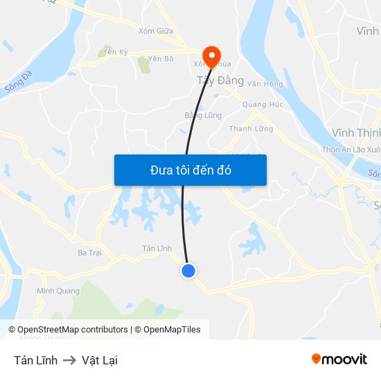 Tản Lĩnh to Vật Lại map