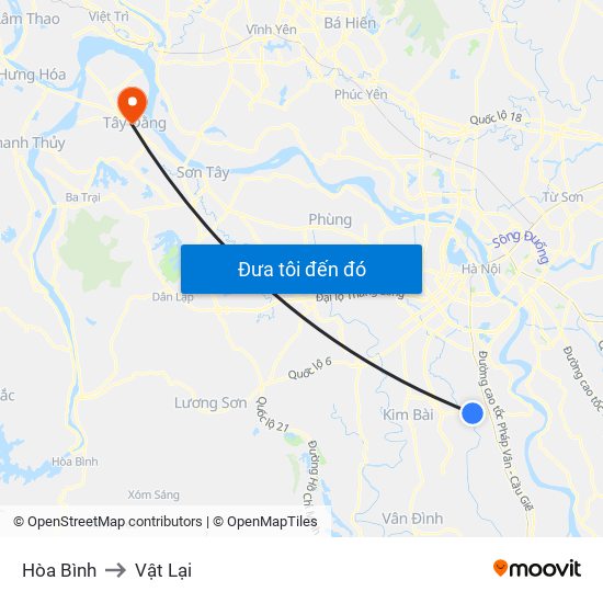 Hòa Bình to Vật Lại map