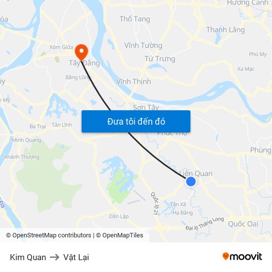 Kim Quan to Vật Lại map