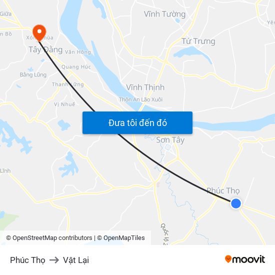 Phúc Thọ to Vật Lại map