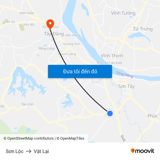 Sơn Lộc to Vật Lại map