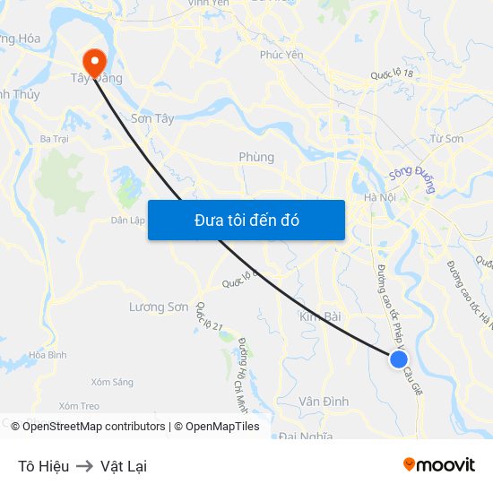 Tô Hiệu to Vật Lại map