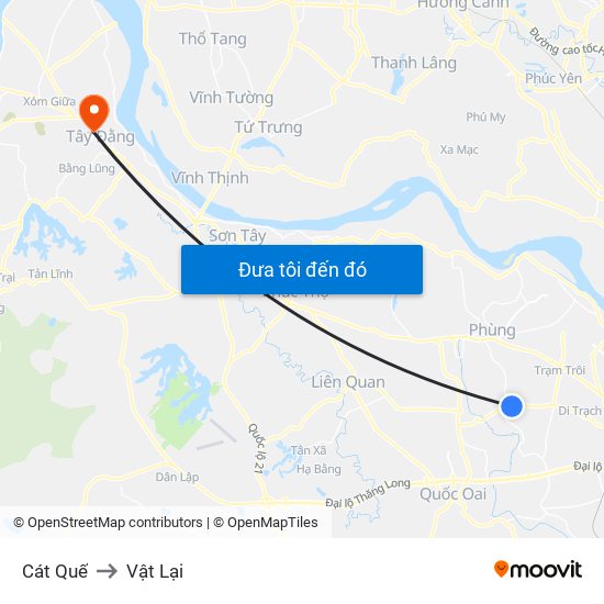 Cát Quế to Vật Lại map