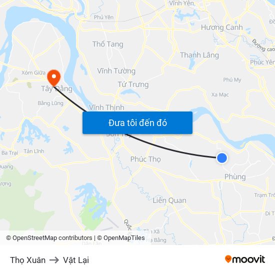 Thọ Xuân to Vật Lại map