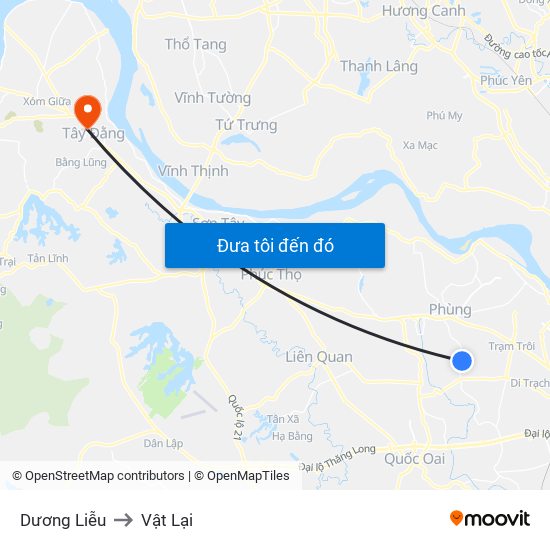 Dương Liễu to Vật Lại map