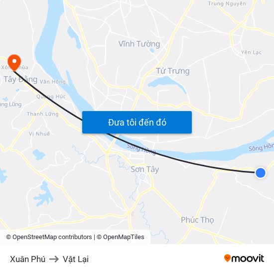 Xuân Phú to Vật Lại map