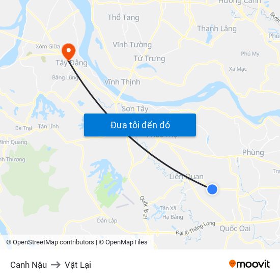 Canh Nậu to Vật Lại map