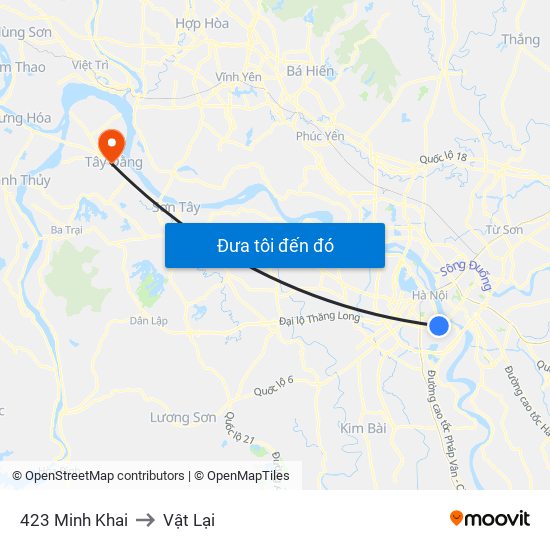 423 Minh Khai to Vật Lại map