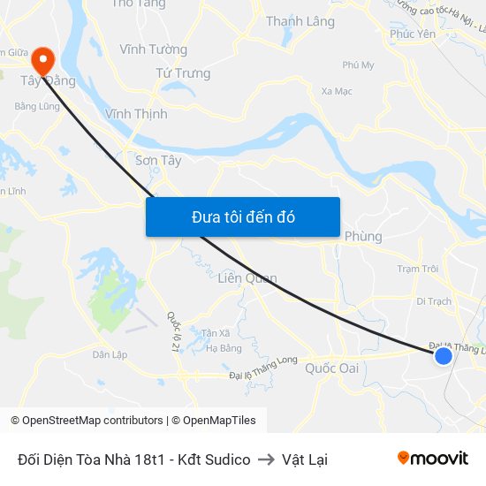 Đối Diện Tòa Nhà 18t1 - Kđt Sudico to Vật Lại map