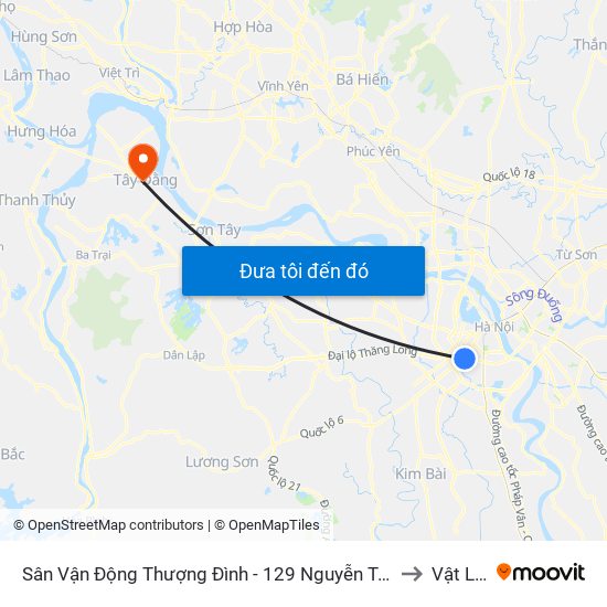 Sân Vận Động Thượng Đình - 129 Nguyễn Trãi to Vật Lại map