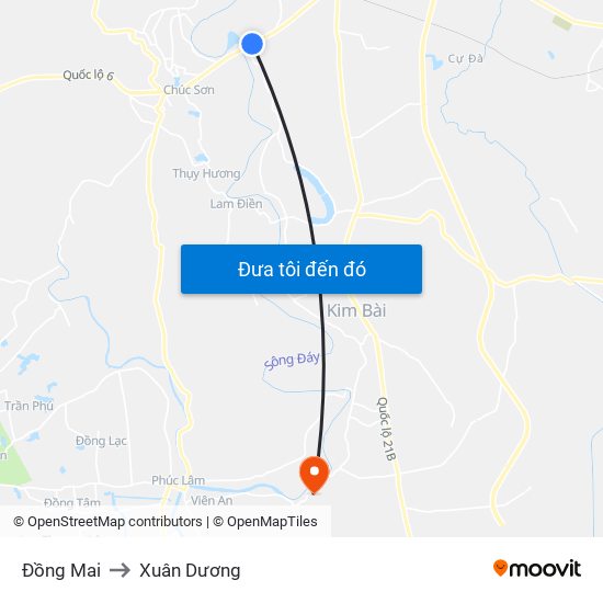 Đồng Mai to Xuân Dương map