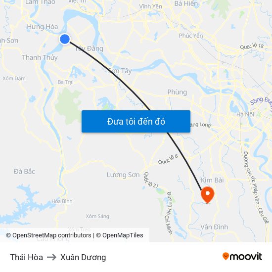 Thái Hòa to Xuân Dương map