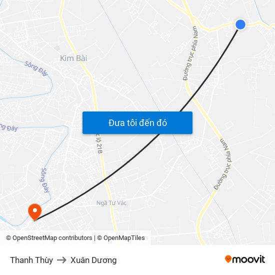 Thanh Thùy to Xuân Dương map