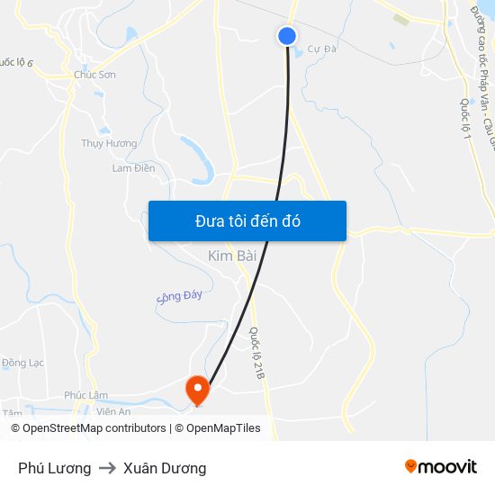 Phú Lương to Xuân Dương map