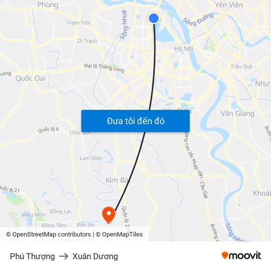 Phú Thượng to Xuân Dương map