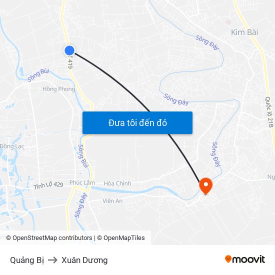 Quảng Bị to Xuân Dương map