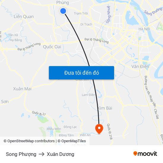 Song Phượng to Xuân Dương map