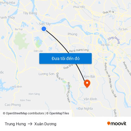 Trung Hưng to Xuân Dương map