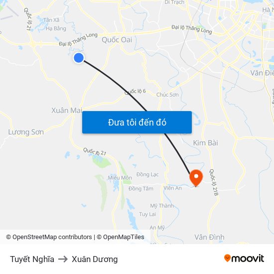 Tuyết Nghĩa to Xuân Dương map