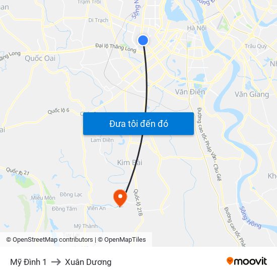 Mỹ Đình 1 to Xuân Dương map