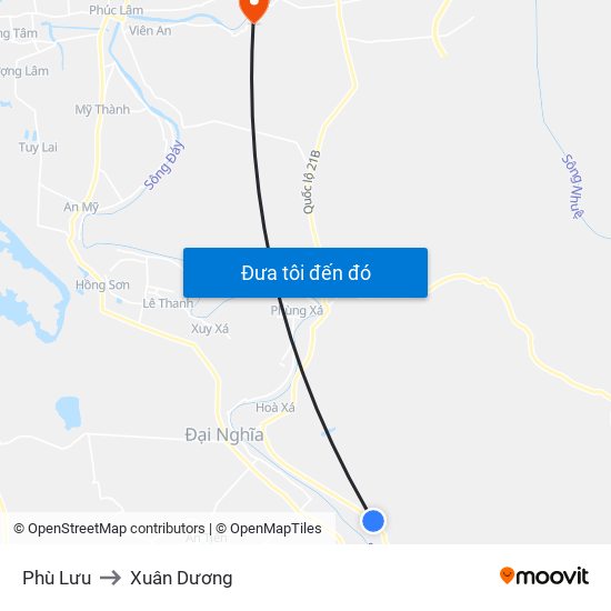 Phù Lưu to Xuân Dương map
