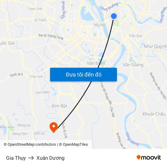 Gia Thụy to Xuân Dương map