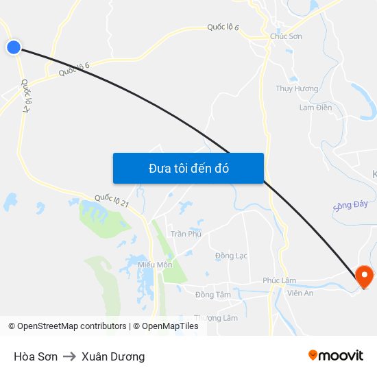 Hòa Sơn to Xuân Dương map