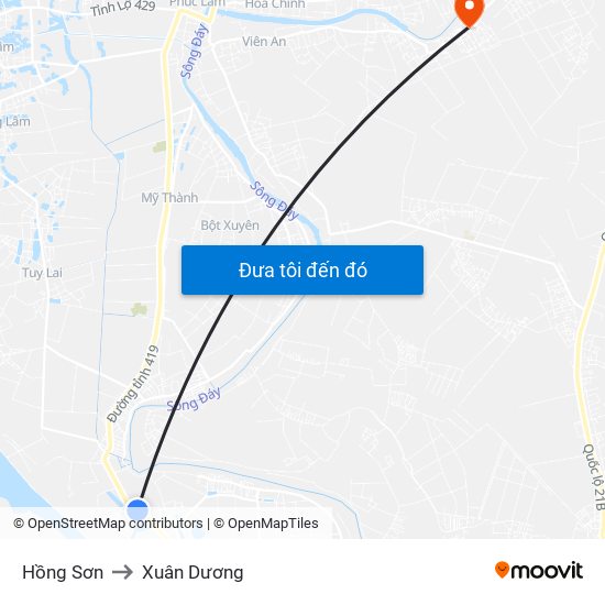 Hồng Sơn to Xuân Dương map