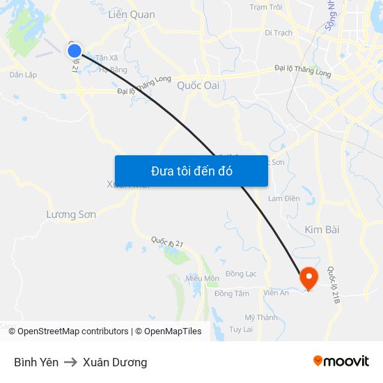 Bình Yên to Xuân Dương map