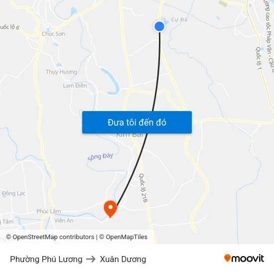 Phường Phú Lương to Xuân Dương map