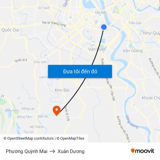Phường Quỳnh Mai to Xuân Dương map