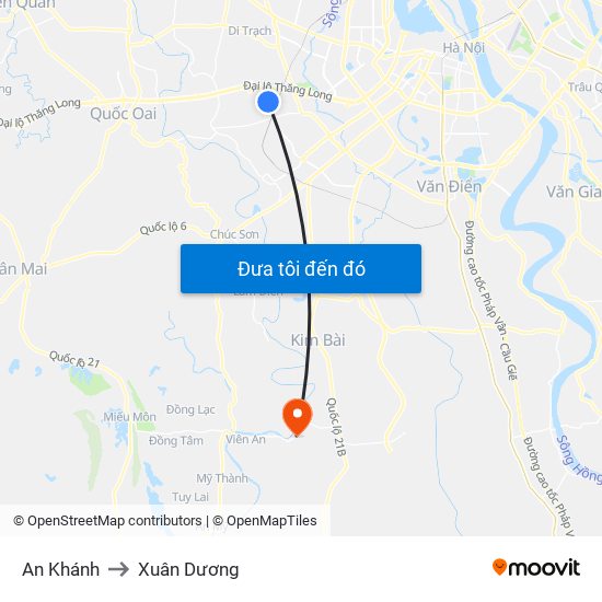 An Khánh to Xuân Dương map