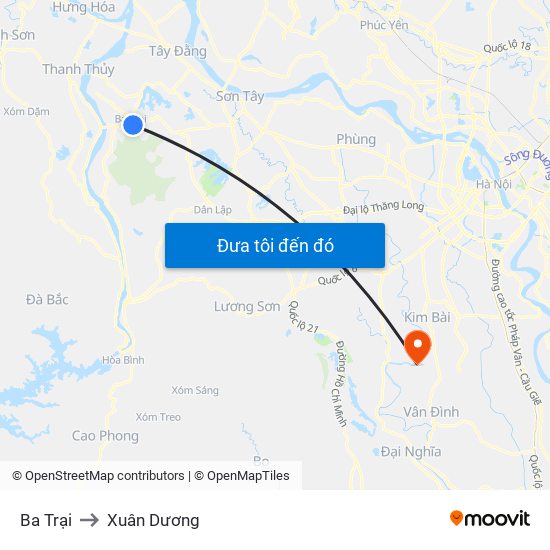 Ba Trại to Xuân Dương map