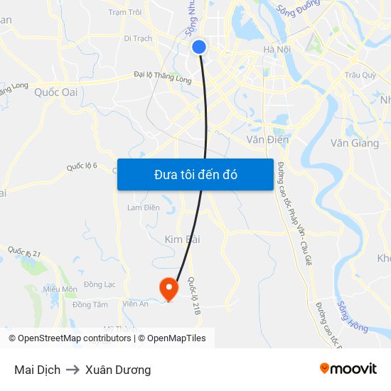 Mai Dịch to Xuân Dương map