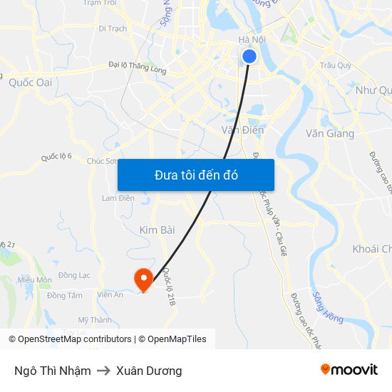 Ngô Thì Nhậm to Xuân Dương map