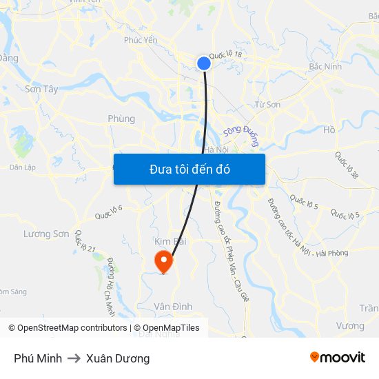 Phú Minh to Xuân Dương map