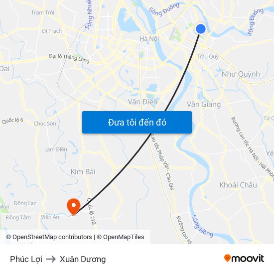 Phúc Lợi to Xuân Dương map