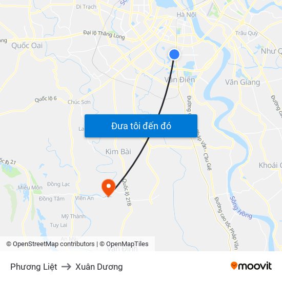 Phương Liệt to Xuân Dương map