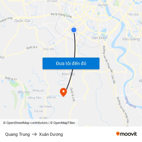 Quang Trung to Xuân Dương map