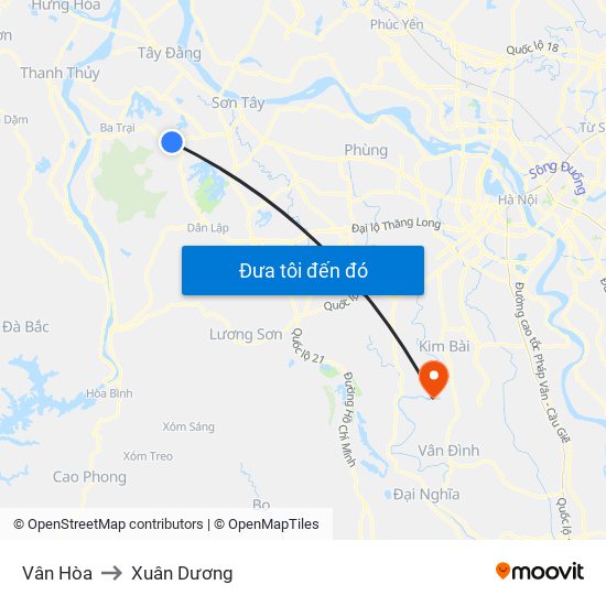 Vân Hòa to Xuân Dương map