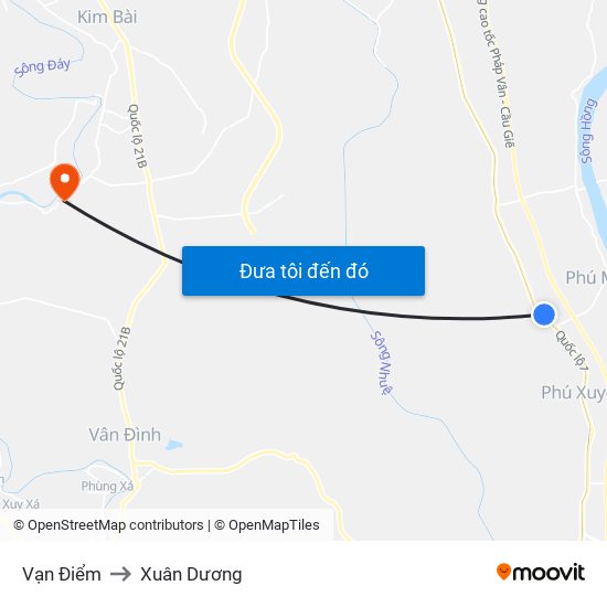 Vạn Điểm to Xuân Dương map