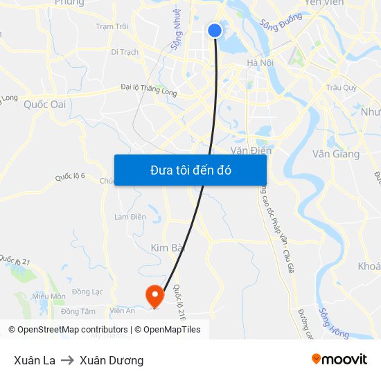 Xuân La to Xuân Dương map