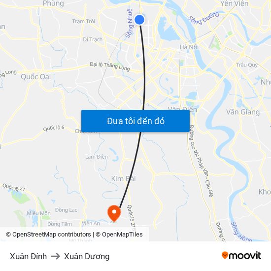 Xuân Đỉnh to Xuân Dương map